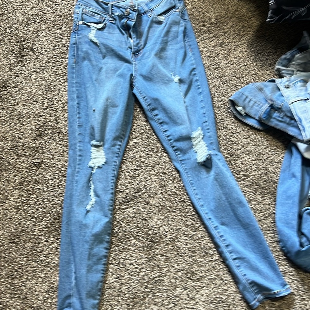 Fashion nova, distressed stretch jeans.